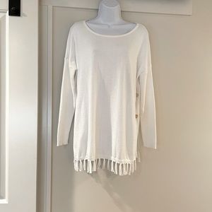 Lilly Pulitzer white fringed tunic sweater